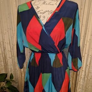 Multicolor Color Mini Wrap Dress